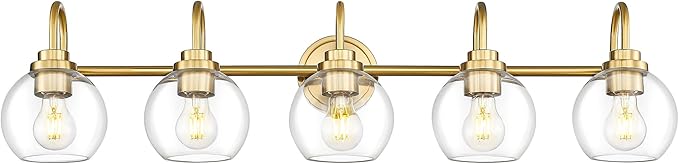 Bathroom Light Fixtures, 5-Light Brushed Gold Vanity Lights by Audickic
