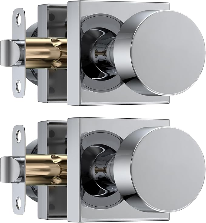 Haidms Polished Chrome Door Knobs Passage, Heavy Duty Square Hall and Closet by Haidms