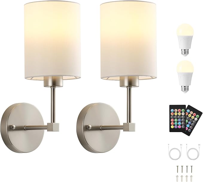 Battery Operated Wall Sconce Set of Two, Wireless Rechargeable Wall Light - Image 9