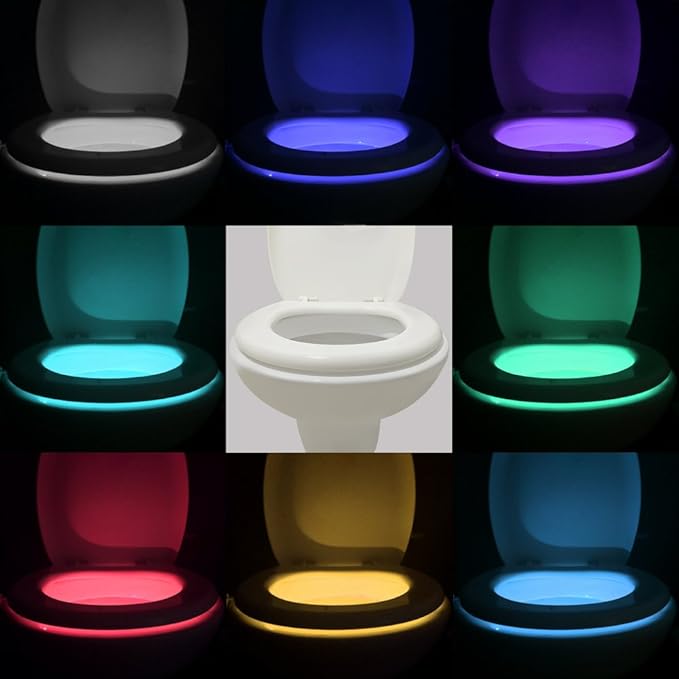 VINTAR 2 Packs 16 Color Motion Sensor LED Toilet Night Light, Toilet Bowl Lights - Image 3