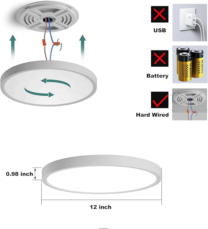 12 Inch Motion Sensor Ceiling Light Indoor Wired, LED Motion Sensor Light Indoor - Image 4