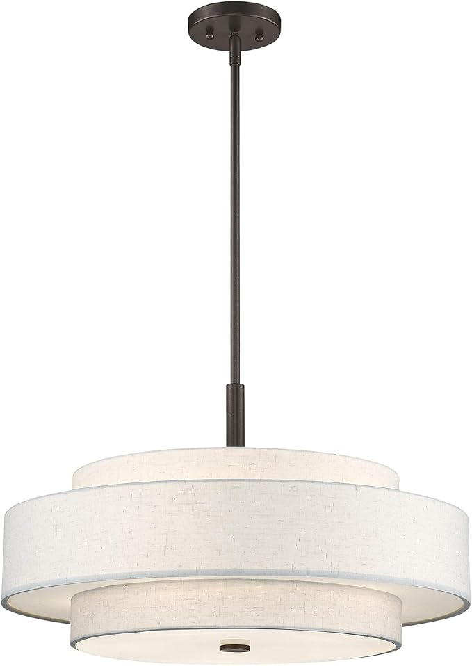 Livex Lighting Fabric Shade 52138-92 Meridian 5 Light English Bronze Pendant - Image 4