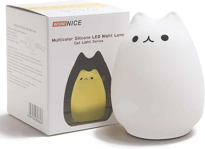 WoneNice Cute Kitty Night Light, Rechargeable Silicone Cute Lamp - Image 9
