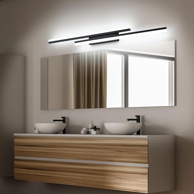 PRESDE 48 Inch Bathroom Light Fixtures Black Vanity Light Bar LED Modern Bath - Image 3