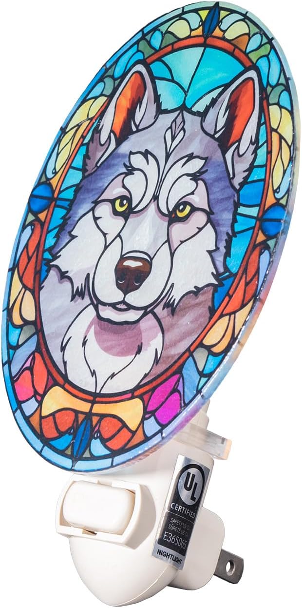 Stained Glass Styled Husky Night Light – Real Glass Plug-in Dog Night Light - Image 7