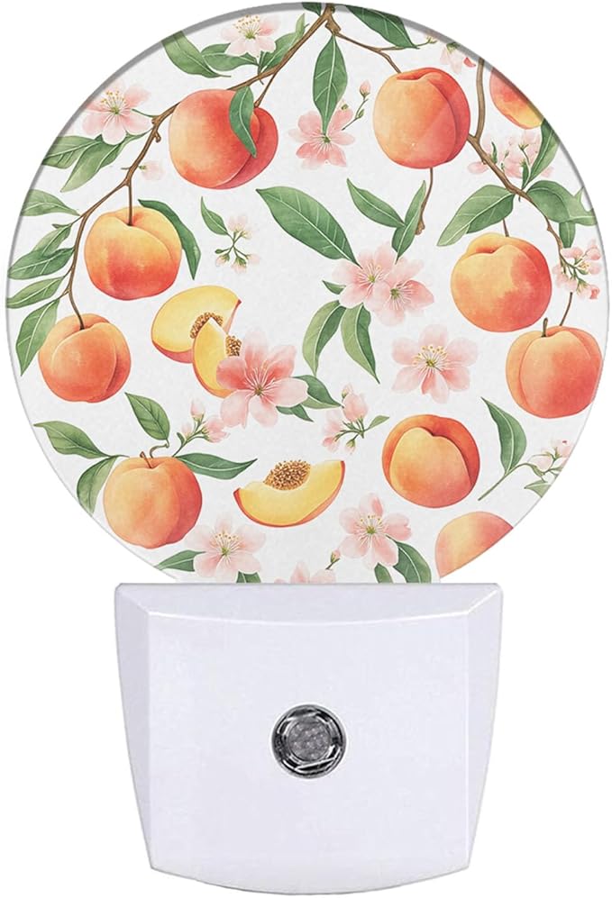 EKOBLA Peach LED Night Light Vibrant Cute Fruits Bright Colorful Design Dusk to by EKOBLA