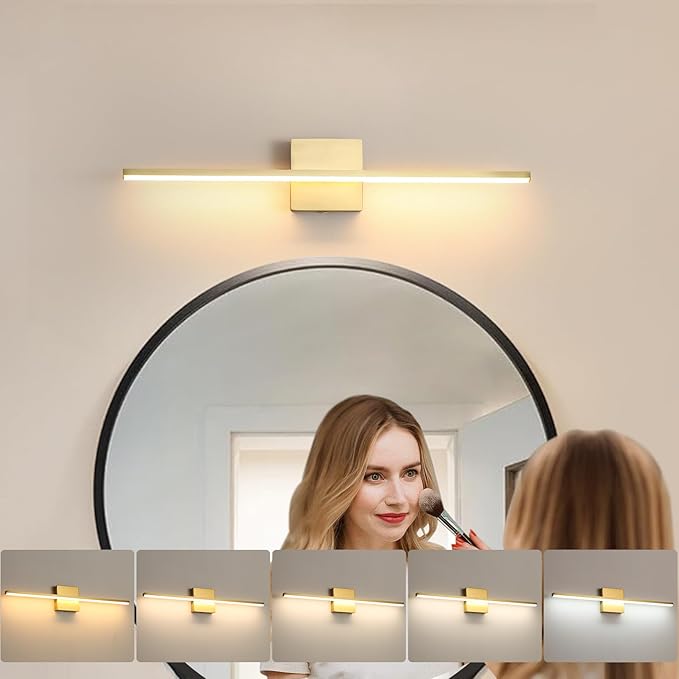 Brushed Gold Vanity Light 16 Inch Modern Bathroom Light Fixtures 14W Wall - Image 2