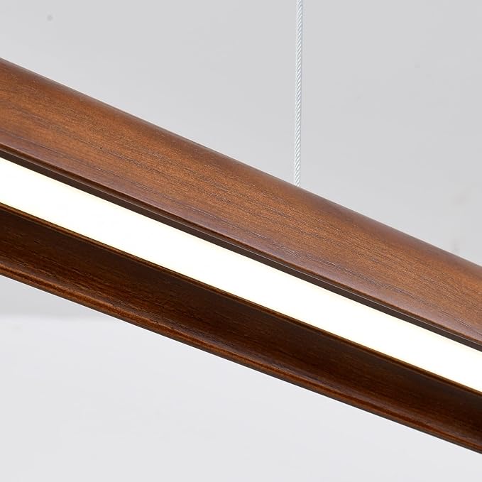 47" Wood Linear Pendant Light Modern Dimmable Kitchen Island Lighting - Image 9