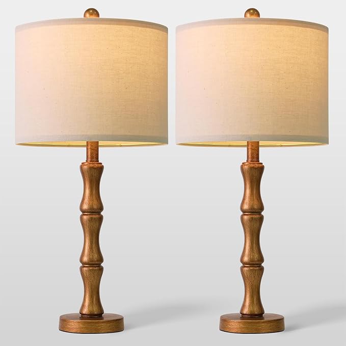 BOBOMOMO 25" Vintage Nightstand Lamps Set of 2, Farmhouse Table Lamps - Image 6
