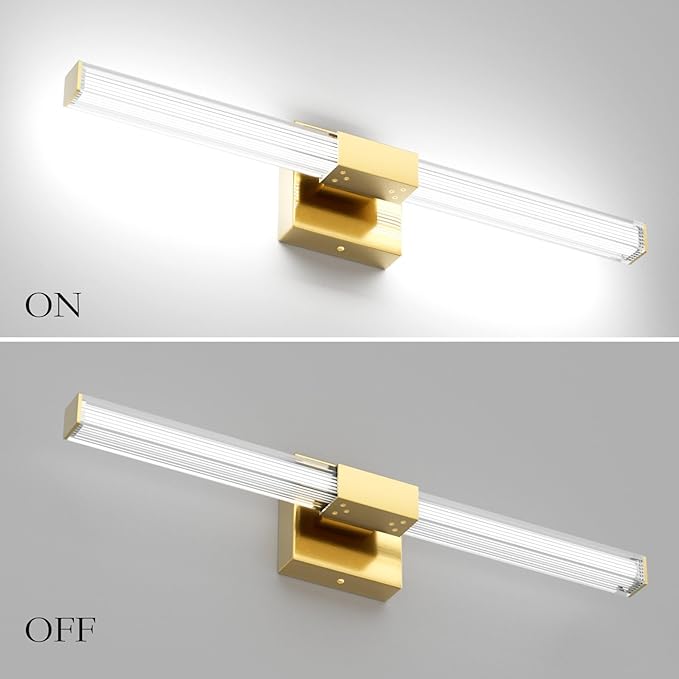 Ralbay 24inch Gold Bathroom Vanity Light Bar 22W Modern LED Vanity Lights Gold - Image 6