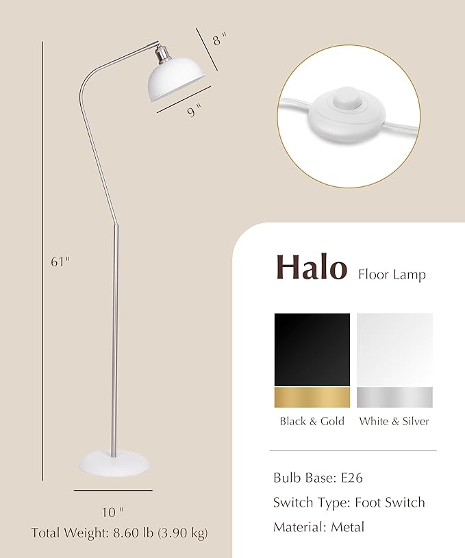 HarvestLand Halo Brass Floor Reading Lamp – Adjustable Pharmacy Floor Lamp - Image 8