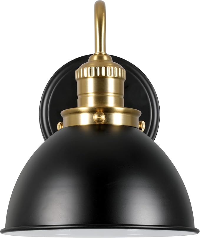 Design House Savannah Rustic Farmhouse Wall Light, Satin Gold, Matte Black - Image 2