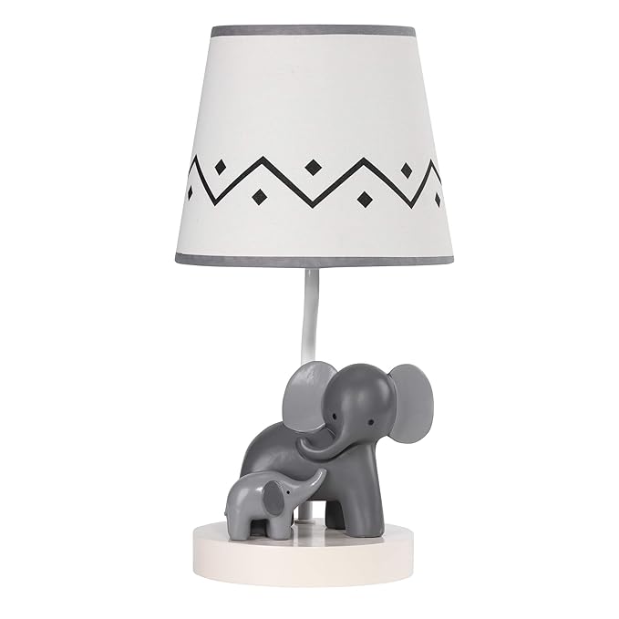 Lambs & Ivy Me & Mama White/Gray Elephant Nursery Lamp by LambsIvy