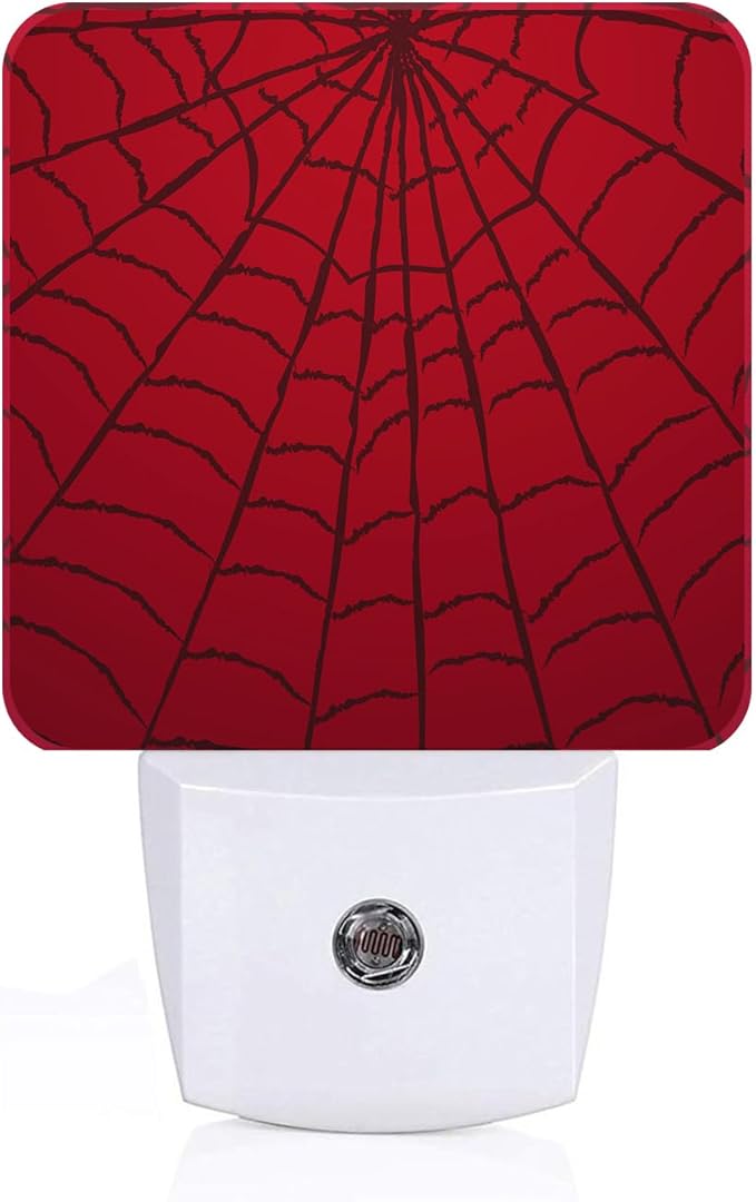 Red Spider Web Night Light, Plug Into Wall Decor by Unknown