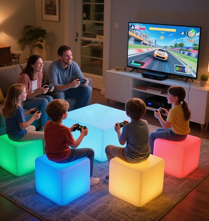 16-inch LED Cube Light, Rechargeable Cube Light Table w/Remote, 16 Colors - Image 3