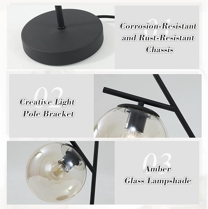 Mid Century Table Lamp Vintage Bedroom Desk Lamp Black Nightstand Lamp - Image 4