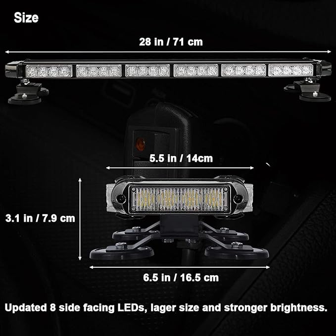 WOWTOU Roof Safety Flashing 56 LED Green White Emergency Strobe Light Bar - Image 3
