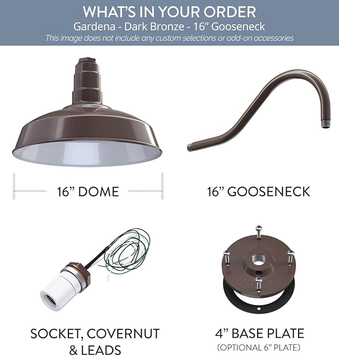 Steel Lighting Co. Gardena Barn Light | Outdoor Wall Mounted | 16" Dome | 16" - Image 6