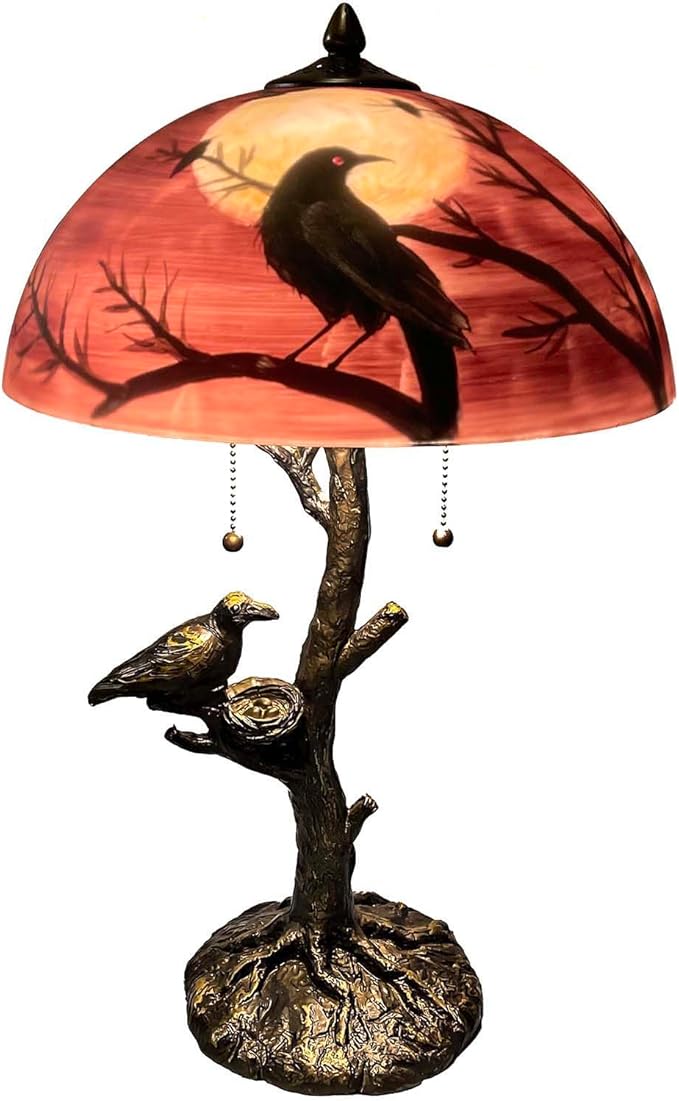 Bieye L10969 Ravens Sitting on Bare Tree Branch Against Full Moon Hand-Painted by Bieye