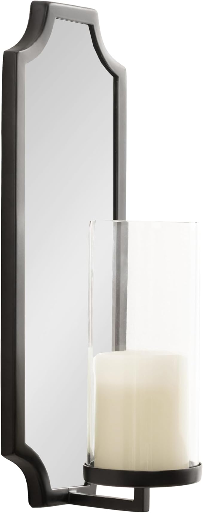 Kate and Laurel Ciel Glam Mirrored Wall Sconce, Modern Scalloped Candle Holder by KateandLaurel