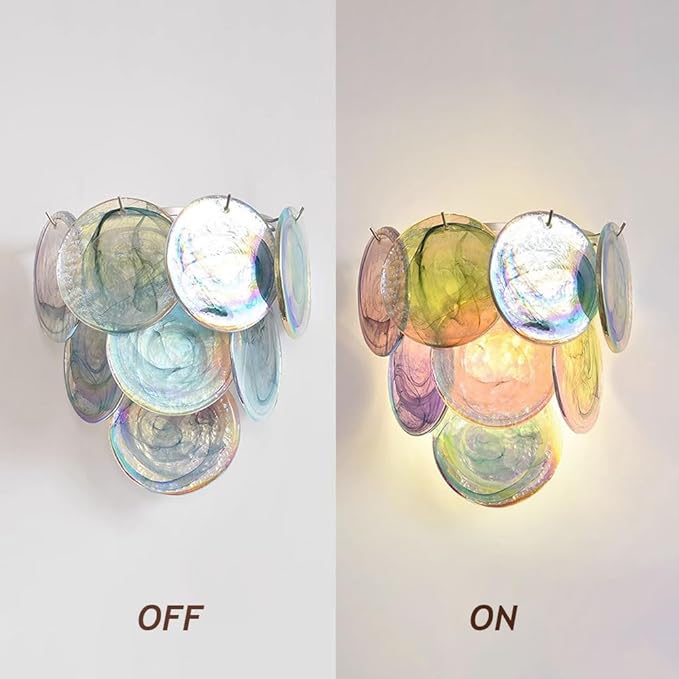 Modern Artistic Wall Sconce, Iridescent Layered Glass Disc Wall Lamp, Unique - Image 6