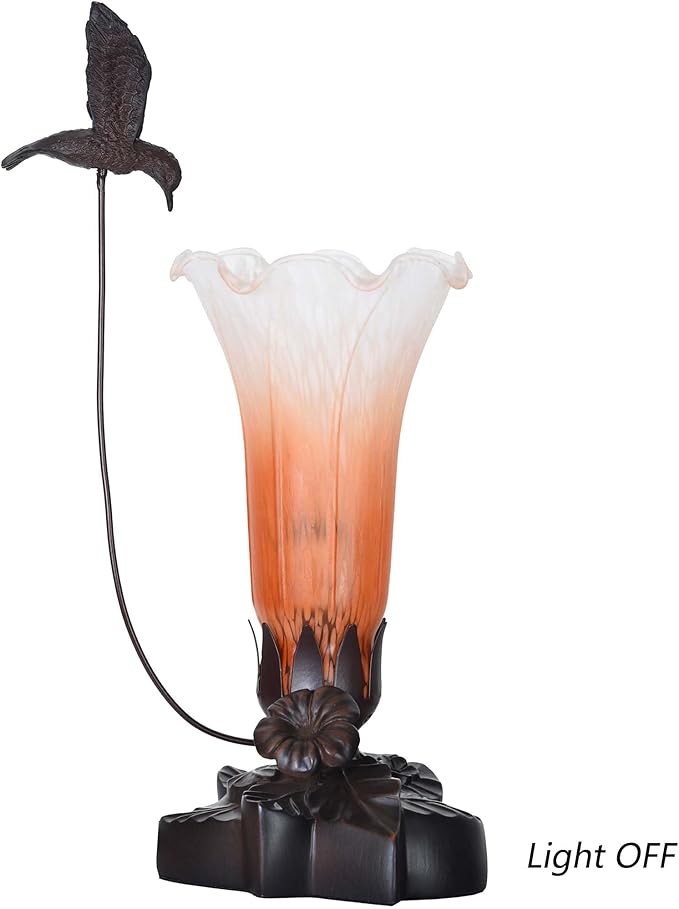 Bieye LL01 Hummingbird Flying Over Lily Flower Blown Glass Table Lamp - Image 7
