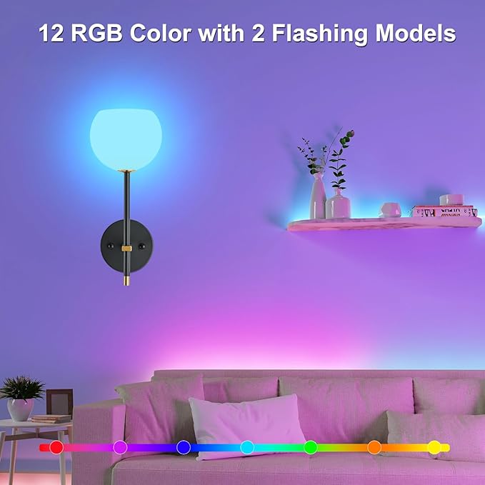 Black Gold Battery Operated Wall Sconces Set of 2, Rechargeable Wireless Wall - Image 3
