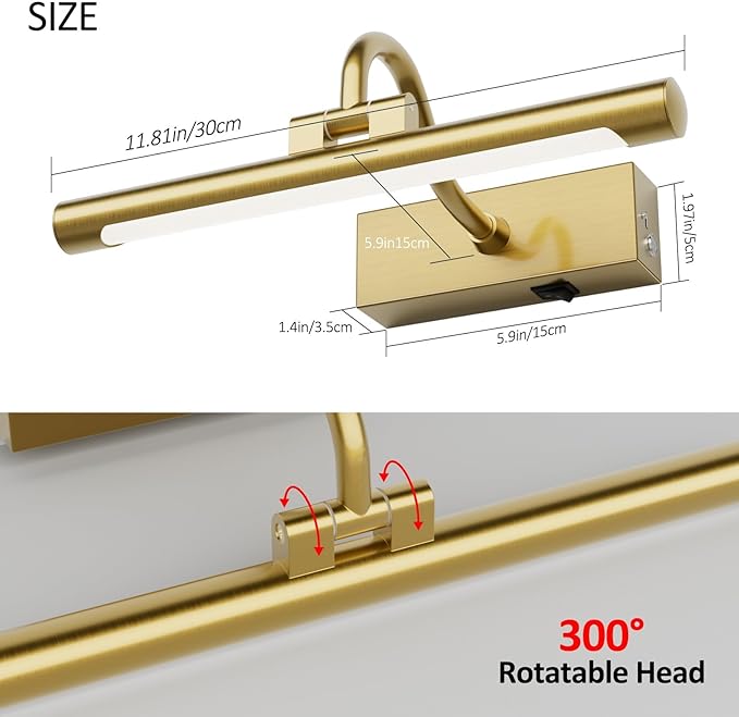 Aipsun 11.8" Brass Picture Lights - Image 6