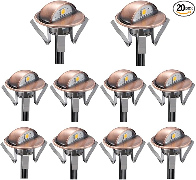 FVTLED 20pcs Low Voltage LED Deck Lights kit Φ1.38 Outdoor Garden Yard by FVTLED