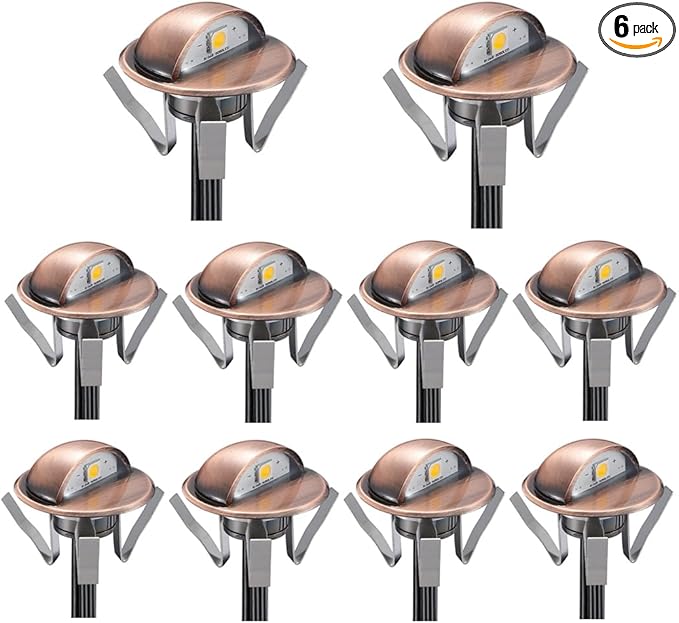 FVTLED Pack of 6 Low Voltage LED Stair Deck Lights kit Φ1.38 Outdoor Garden by FVTLED