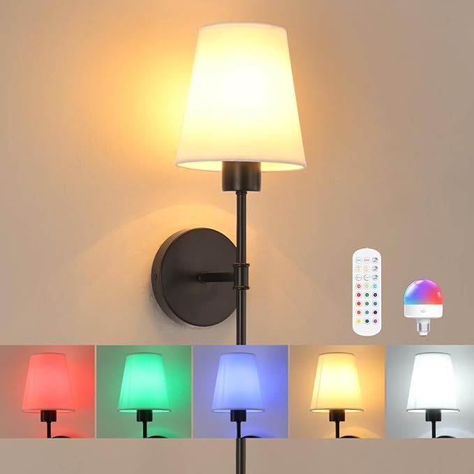 Battery Operated Wall Sconce, 120H Usage Time 22.6" Rechargeable Wall Light by Shenmoyl