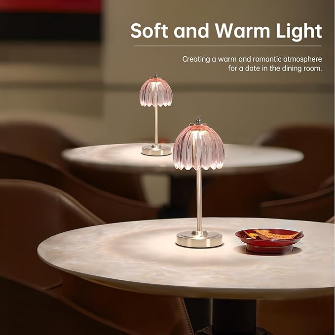 Tulip Table Lamp with 5200mAh Battery & Touch Control, Cordless Small Table - Image 6