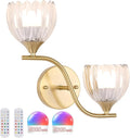 Battery Operated Wall Sconce, 2-Lights Vinatge Brass Wall Lighting by Shenmoyl