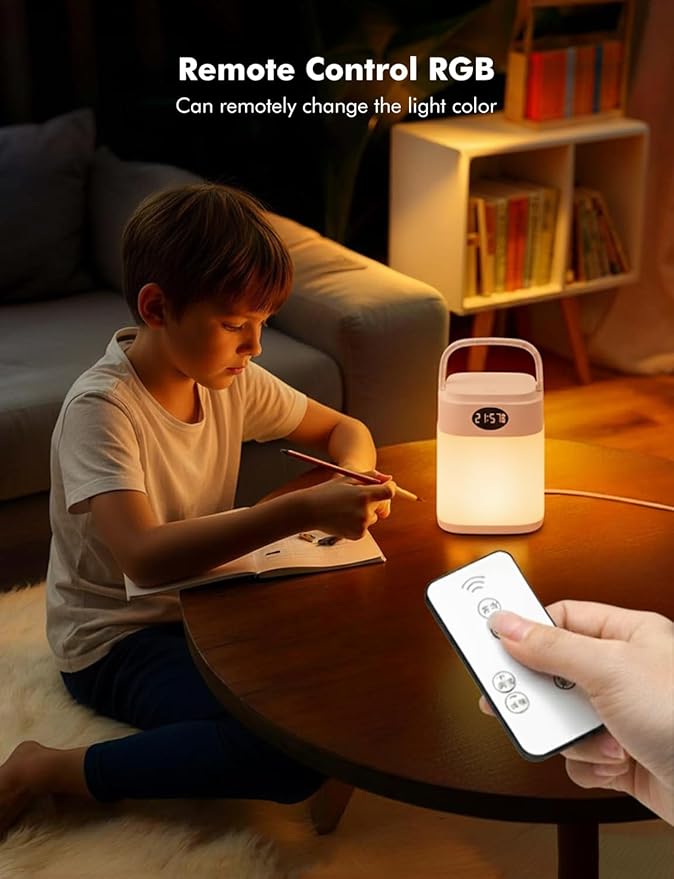 YHW RGB Touch Table Lamp, Dimmable Small RGB Bedside Bed Lamp - Image 3