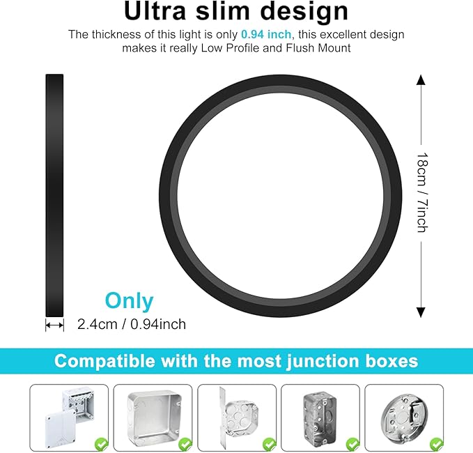 libtit 3Pack 7 inch Flush Mount Ceiling Light, 15W 1500Lm Surface Mount LED - Image 3