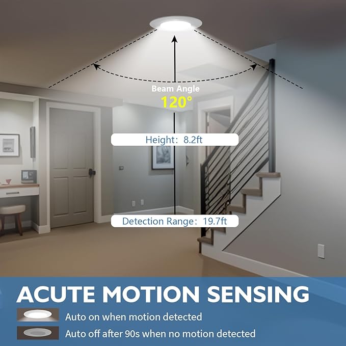 Jolux 5/6" Retrofit LED PIR Motion Sensor Recessed Lighting, Adjustable 5CCT - Image 3