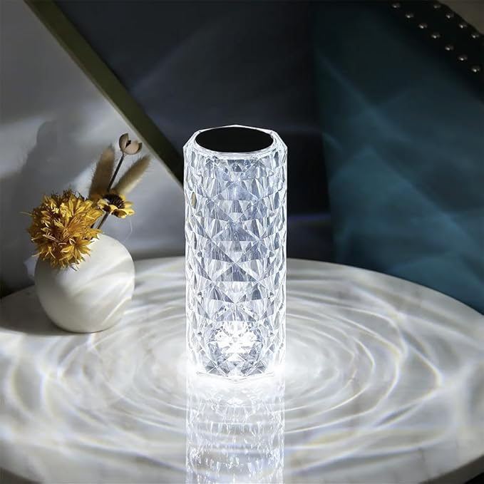 Portable Crystal Table Lamp, 3 Color Touch Control Rechargeable Lamp, Crystal - Image 4