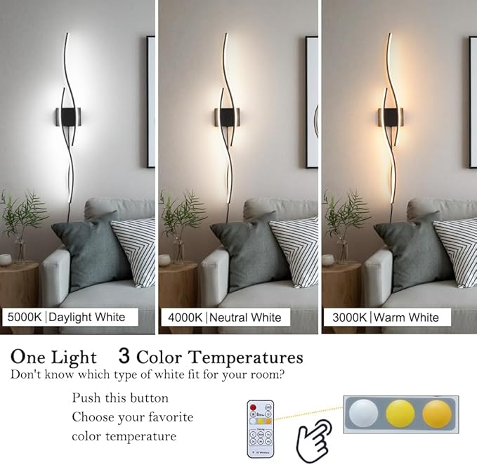 Modern Plug in Wall Sconces Set of Two, RC Dimmable LED Plug in Wall Light - Image 6