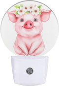 EKOBLA Pig Night Light Floral Wreath Farmhouse Cute Animal Pink Piggy Night by EKOBLA