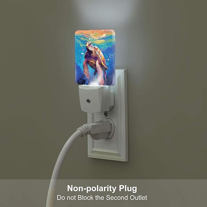 Watercolor Wild Turtle Night Light, Plug-in Nightlights Auto Sensor Night Lamp - Image 5