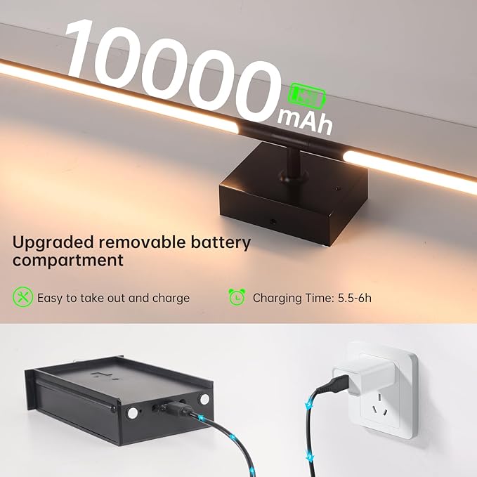 Battery Operated Wall Sconce Set of 2, 10000mAh Rechargeable Wall Sconces - Image 4
