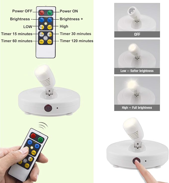 HONWELL Wireless LED Spotlights 2 Pack Accent Light Puck Lights - Image 4