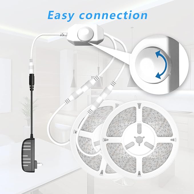 phopollo White LED Strip Lights, 100ft Dimmable 6500k Daylight White Led Light - Image 4