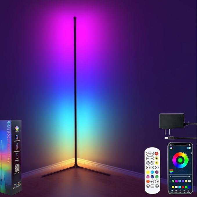 Corner Floor Lamp, 60”Smart RGB LED Floor Lamp by Unknown