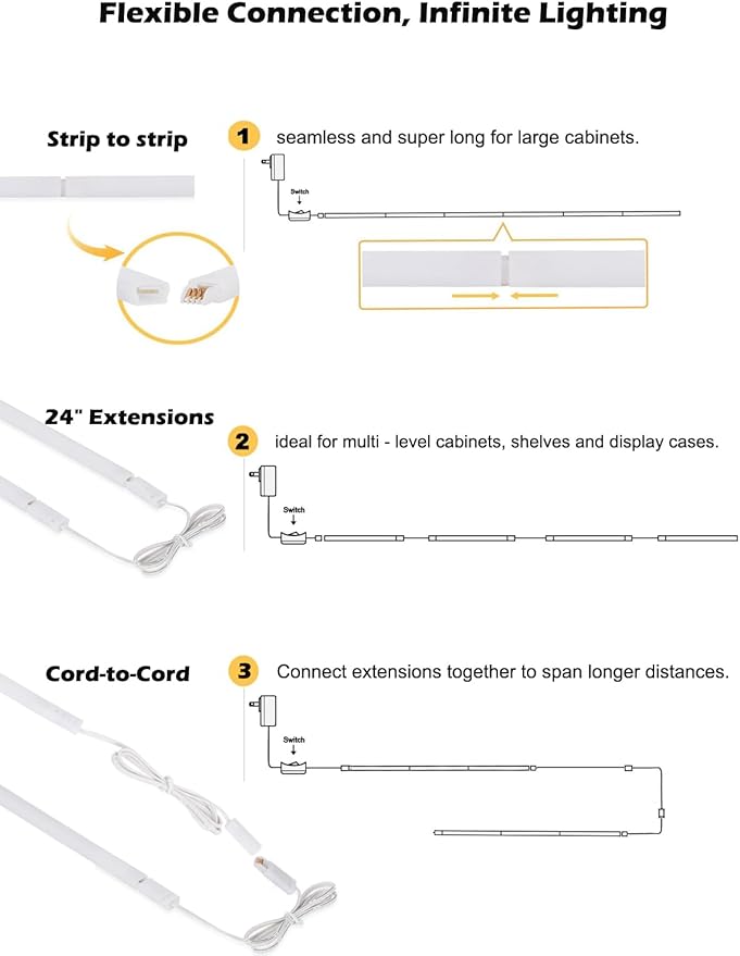 Cefrank Cabinet Lighting 6-Pack 12 inch Seamlessly Linkable Strip Light Bars - Image 7
