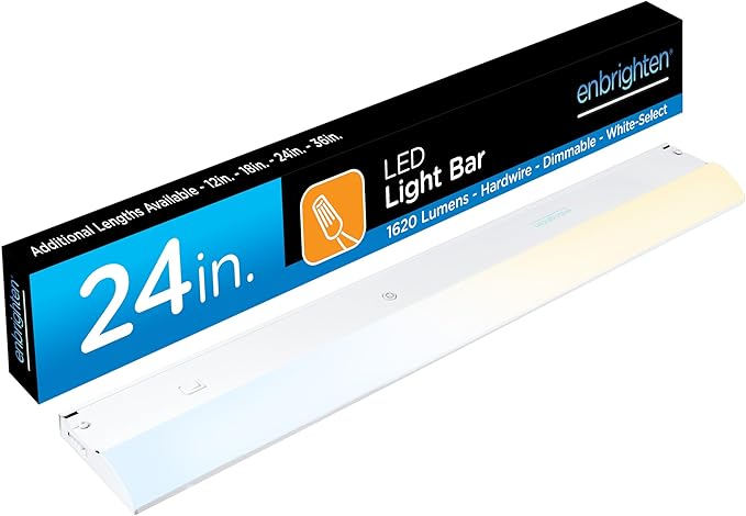 Enbrighten 24 inch Hardwired Under Cabinet Lights, 1620 Lumens, Five White by Enbrighten
