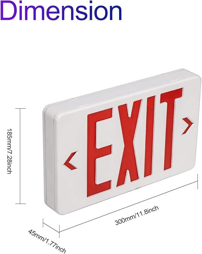 TANLUX Exit Sign with Steel Wire Guard, Wall Mounted Emergency Exit Light with - Image 5
