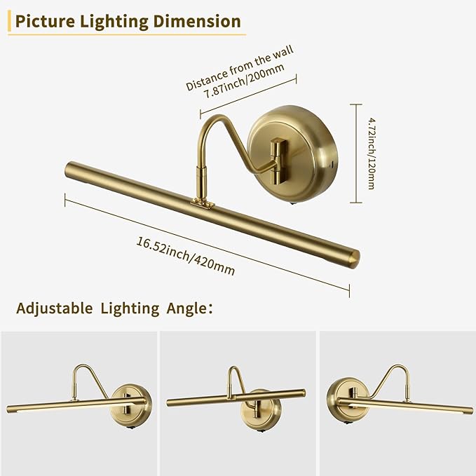 JOOSENLUX Battery Operated Picture Light Gold - Image 7