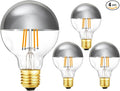 Leools Half Chrome Light Bulb 6W Dimmable LED Edison Bulb G80/G25 Globe Shape by LEOOLS