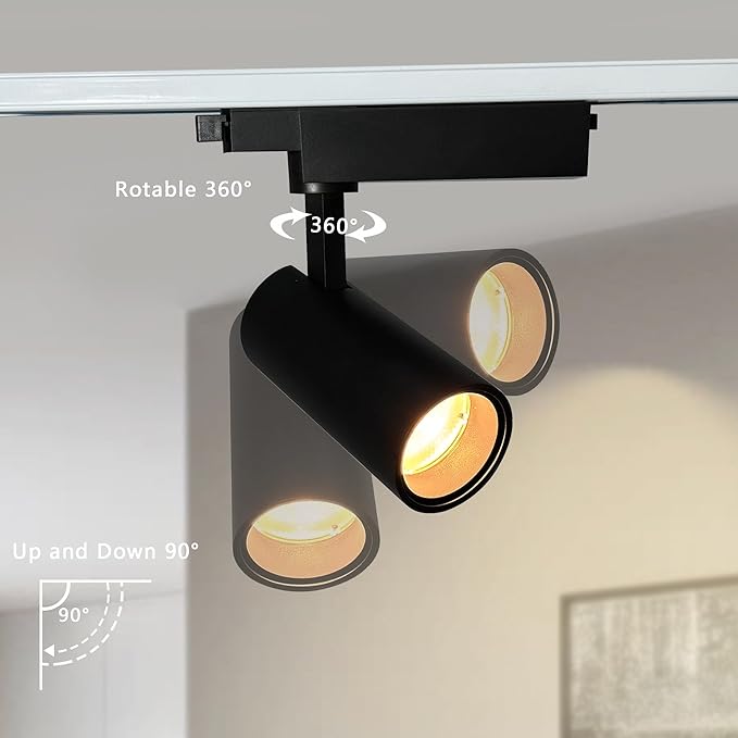 Black Adjustable Track Lighting Head LED 15W Aluminum H Type Track Indoor - Image 3